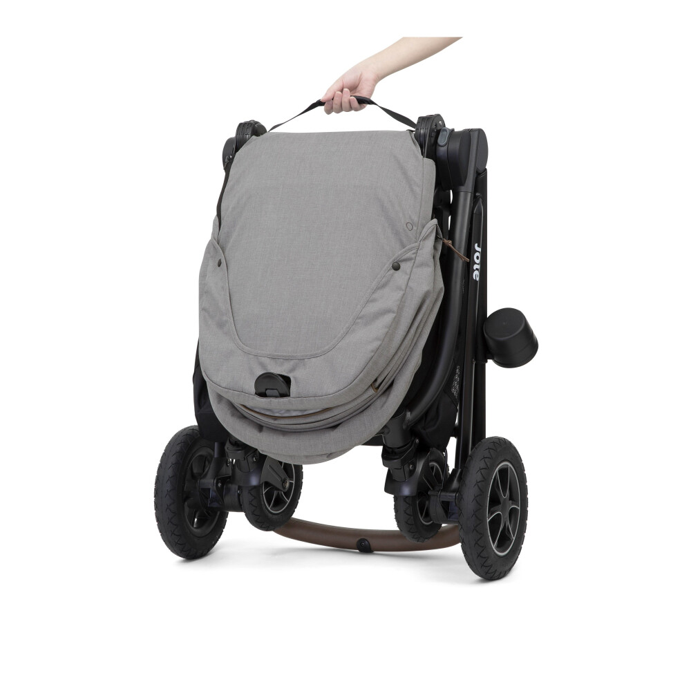 Carucior pentru copii multifunctional 3 in 1 Joie Versatrax Gray/i-Snug Lagoon (Carucior Versatrax Gray Flannel+ Landou Ramble Gray Flannel+ Scoica i-Snug Lagoon)