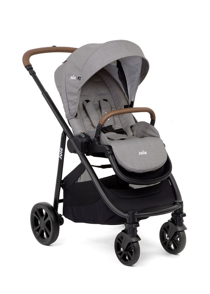Carucior pentru copii multifunctional 3 in 1 Joie Versatrax E Gray Flannel (Carucior Versatrax E Gray Flannel+ Landou Ramble xl Gray Flannel+ scoica i-Snug Gray Flannel)