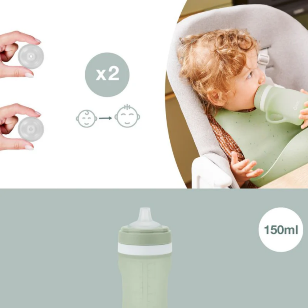 Sticla ergonomica Babymoov din silicon verde