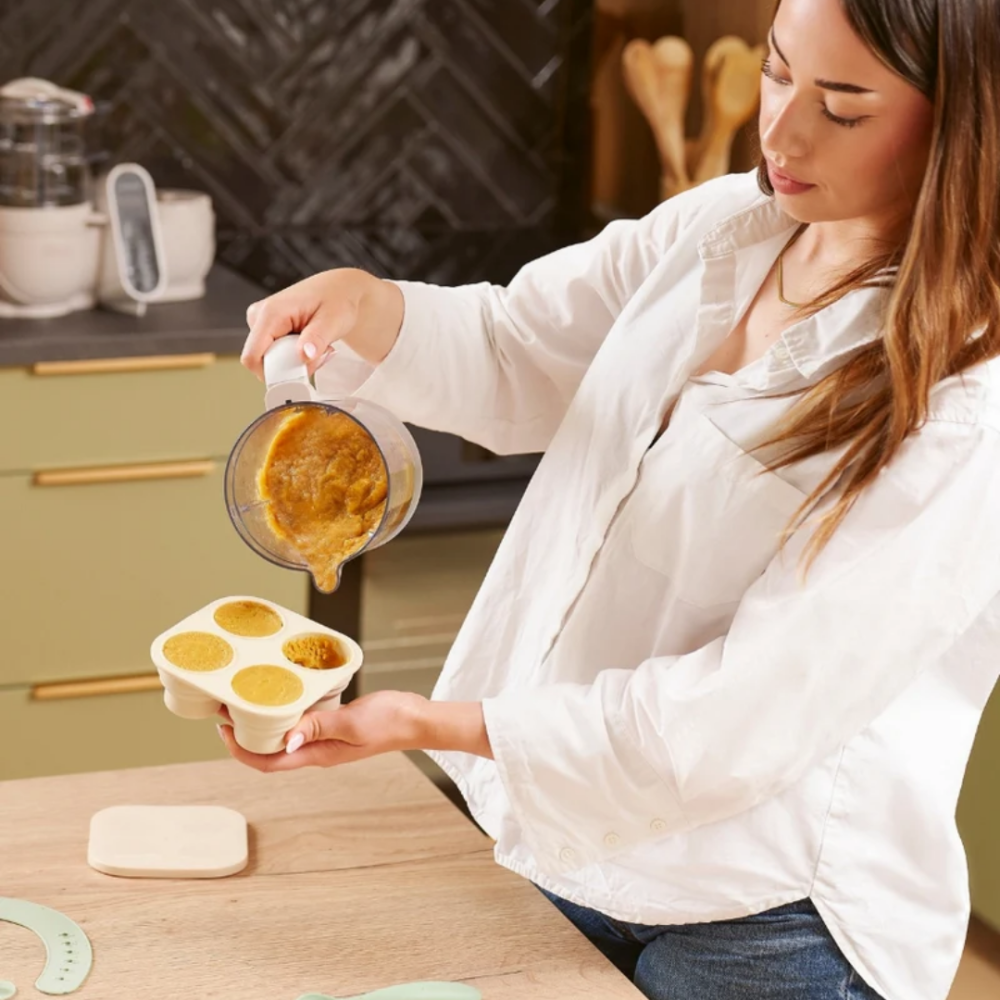 Set recipiente Babymoov din silicon si feeder pentru bebelusi