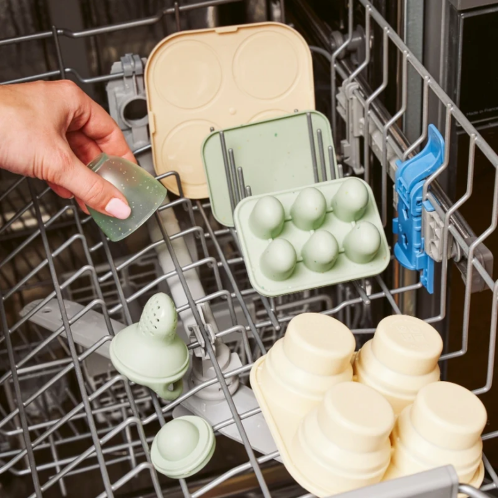 Set recipiente Babymoov din silicon si feeder pentru bebelusi