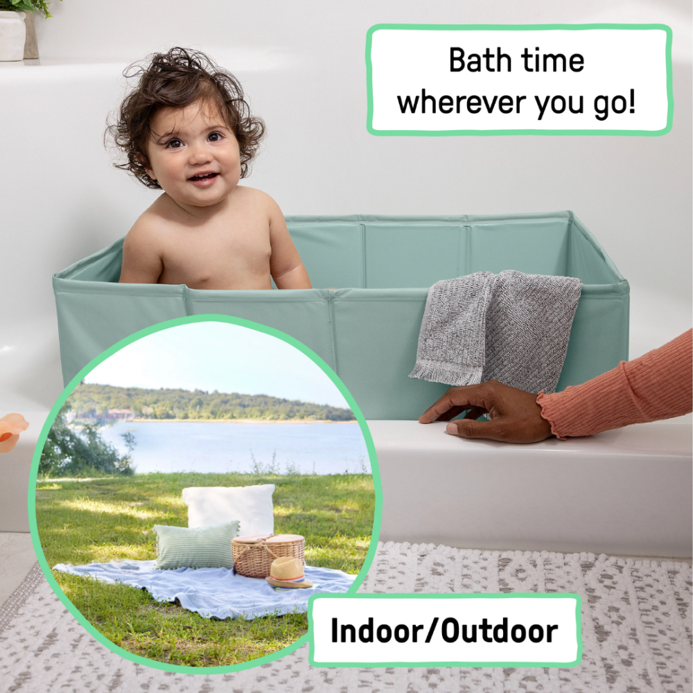 Cadita pliabila pentru calatorii Ingenuity Tuckaway Travel Tub Sage