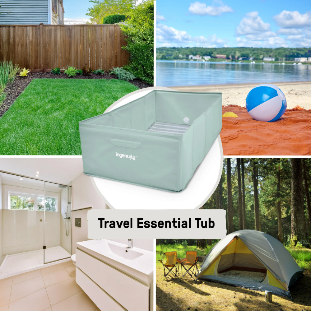 Cadita pliabila pentru calatorii Ingenuity Tuckaway Travel Tub Sage