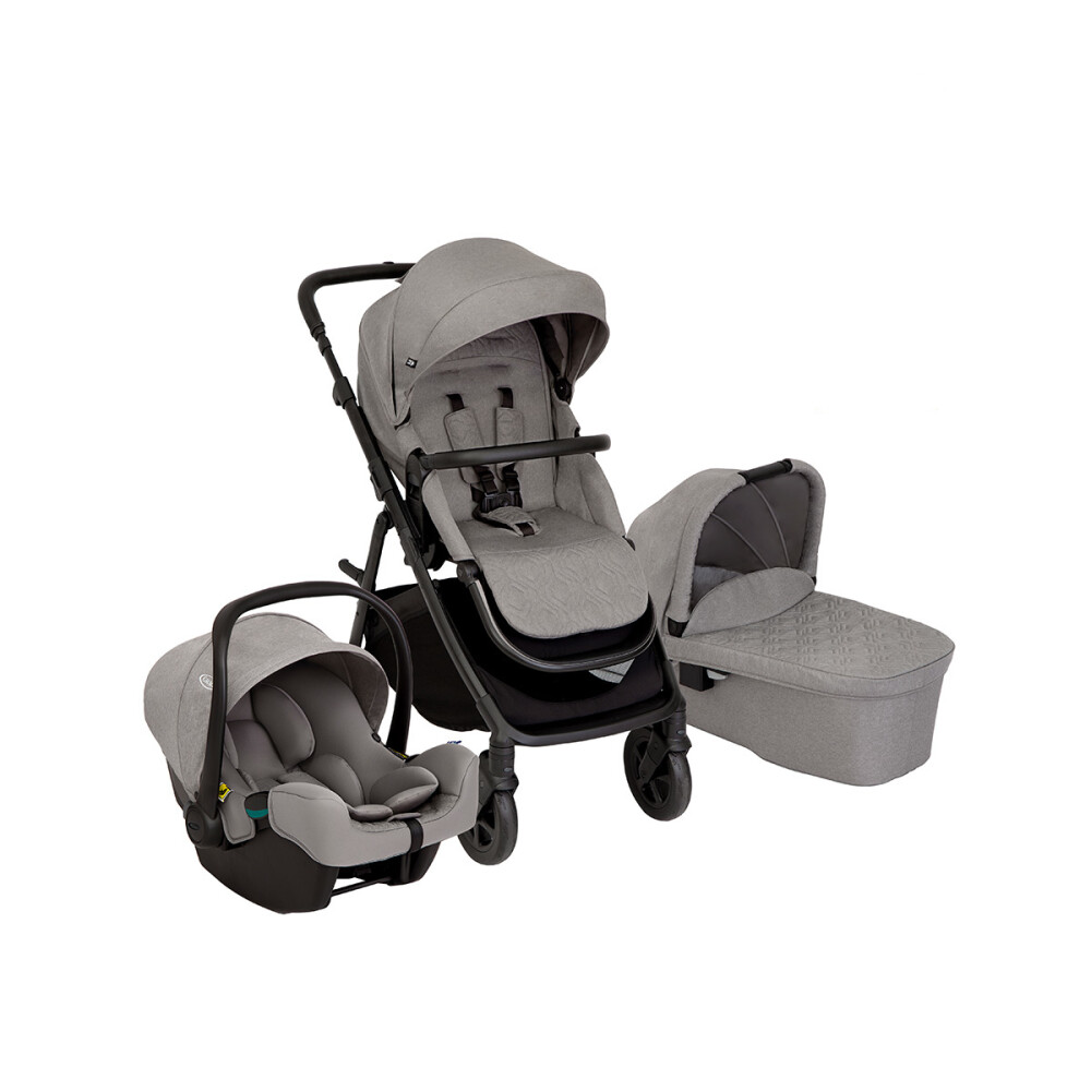 Carucior pentru copii multifunctional 3 in 1 Graco Near2Me DLX Ash (Carucior Near2Me DLX + Landou Near2Me DLX + Scoica SnugLite)