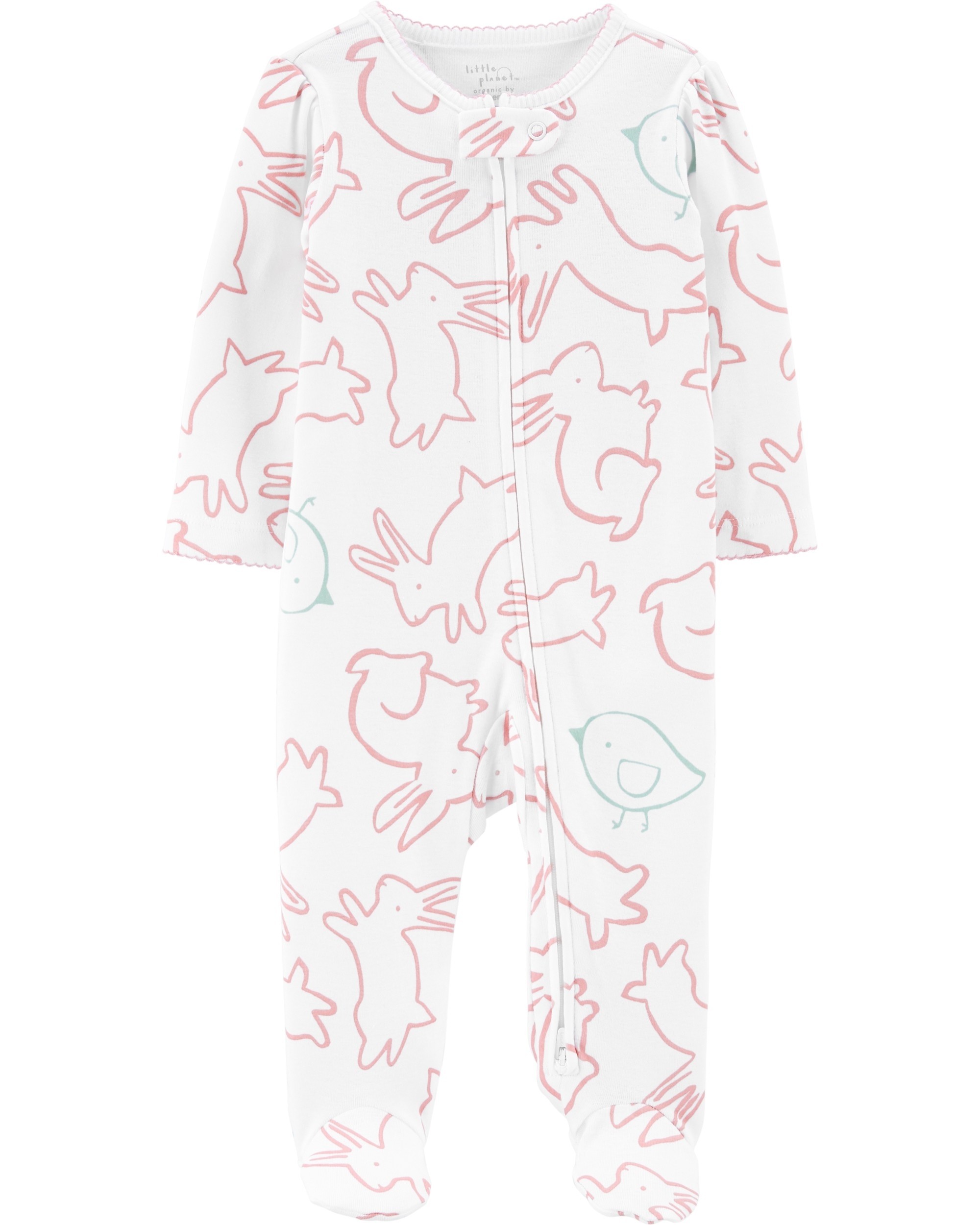 Carter S Pijama Cu Fermoar Reversibil Iepurasi 100 Bumbac Organic Petit Bebe