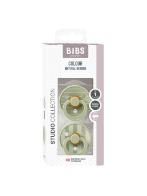 BIBS - Set 2 suzete Colour Studio Collection Stripe Latex, tetina rotunda, 0 luni+