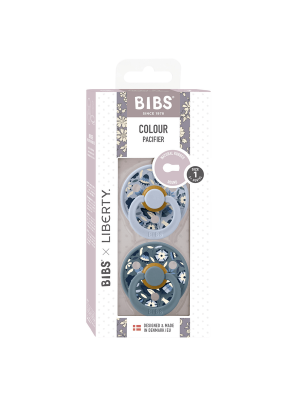 BIBS x LIBERTY - Set 2 suzete Colour Bobo Latex, tetina rotunda, 0 luni+