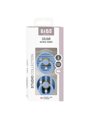BIBS - Set 2 suzete Colour Studio Collection Stripe Latex, tetina rotunda, 6 luni+