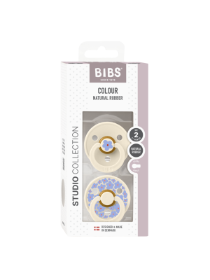 BIBS - Set 2 suzete Colour Studio Collection Flower Latex, tetina rotunda, 6 luni+