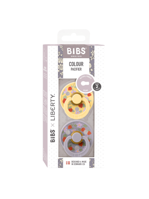 BIBS x LIBERTY - Set 2 suzete Colour Strawberries and Cream Latex, tetina rotunda, 6 luni+