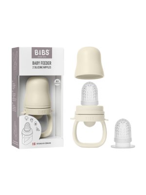 Dispozitiv de hranire BIBS Baby Feeder cu 2 tetine din silicon, Ivory