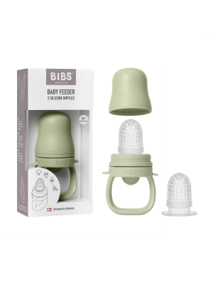 Dispozitiv de hranire BIBS Baby Feeder cu 2 tetine din silicon, Sage