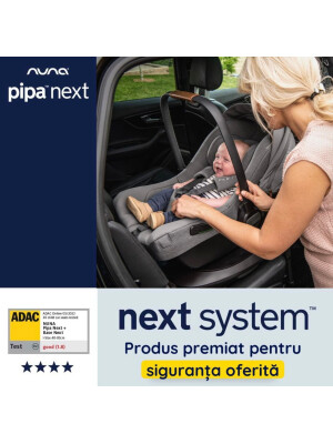 Scoica auto pentru copii Nuna i-Size Pipa Next Caviar, nastere - 83 cm, testata ADAC