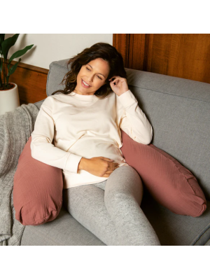 Doomoo - Perna mare 3 in 1 Comfy Big Tetra Brick din bumbac organic: perna gravide, suport pentru hranire, suport pentru bebe