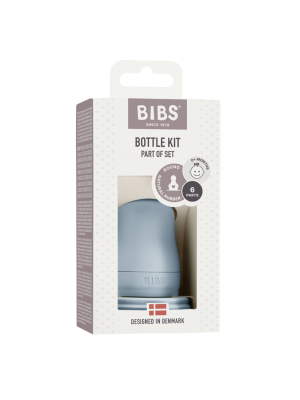BIBS - Kit pentru set complet biberon din sticla anticolici, Baby Blue
