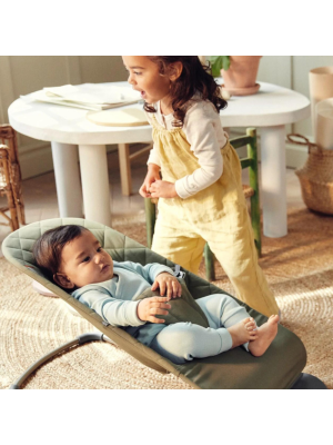 Balansoar din tesatura matlasata cu aspect Clasic pentru copii Baby Bjorn Balance Bliss, Dark Green