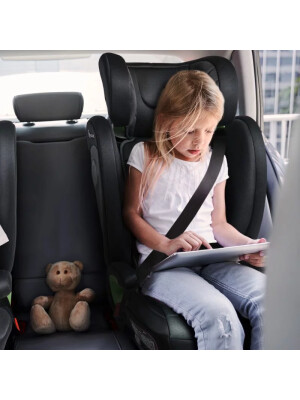 Scaun auto pentru copii BabyGo SafeChild Grey, 100-150 cm, testat Suplimentar la impact lateral, frontal si din spate
