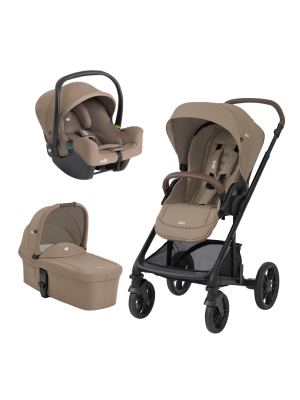 Carucior pentru copii multifunctional 3 in 1 Joie Chrome 2 Cashew (Carucior Chrome 2 Cashew + Landou Chrome Cashew + scoica i-Snug 2 Cashew)