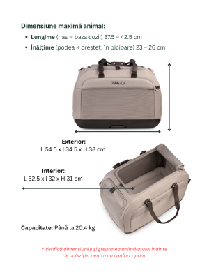 Sistem de transport si protectie auto pentru Animale de Companie tip geanta Tavo Hendrick cu sistem de prindere Isofix, max 20.4 kg, Tawny