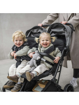 BabyGo - Carucior pliabil pentru gemeni GoTwice, Black