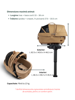 Sistem de transport si protectie pentru animale de companie Tavo Maeve Small Flex Sable, max 12 kg