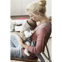 Marsupiu anatomic BabyBjorn Mini, cu pozitii multiple de purtare – Greige, Mesh