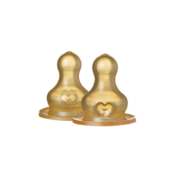 BIBS - Set 2 tetine pentru biberon, Latex, cu flux rapid