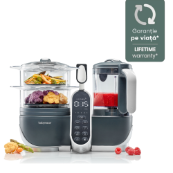 Robot de gatit pentru bebelusi Babymoov Nutribaby multifunctional 5 in 1 (+) Industrial Grey