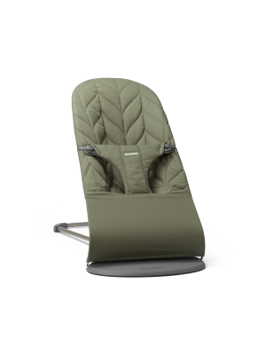 Balansoar BabyBjorn Bliss Dark Green cu aspect delicat de petala, tesatura matlasata