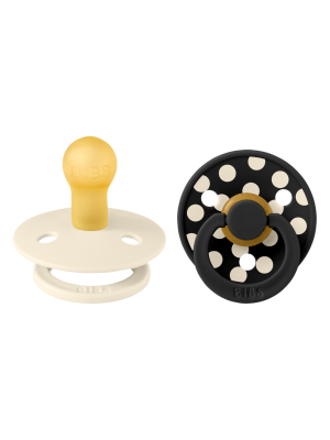 BIBS - Set 2 suzete Colour Studio Collection Polka Dots, tetina rotunda, 0 luni+