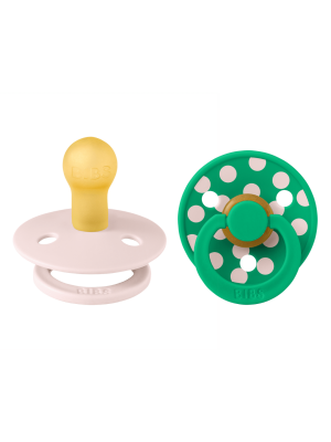 BIBS - Set 2 suzete Colour Studio Collection Polka Dots, tetina rotunda, 6 luni+