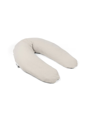 Doomoo - Perna mare 3 in 1 Comfy Big Tetra Almond din bumbac organic: perna gravide, suport pentru hranire, suport pentru bebe