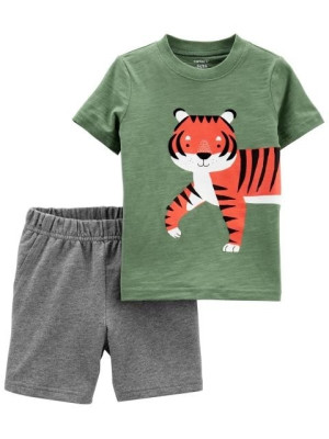 Carter's Set 2 piese tricou si pantaloni scurti Tigru