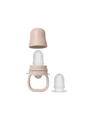 Dispozitiv de hranire BIBS Baby Feeder cu 2 tetine din silicon, Blush