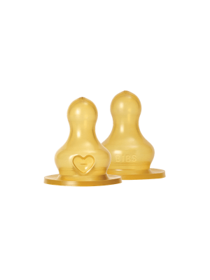 BIBS - Set 2 tetine pentru biberon, Latex, flux lent