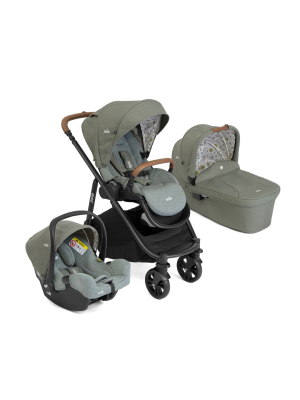 Carucior pentru copii multifunctional 3 in 1 Joie Versatrax E Dark Green (Carucior Versatrax E + Landou Ramble + scoica i-Snug)