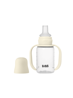 Set biberon BIBS tip Sippy Cup PP 150 ml cu cioc din silicon și sistem antipicurare, Ivory