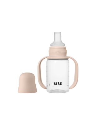 Set biberon BIBS tip Sippy Cup PP 150 ml cu cioc din silicon și sistem antipicurare, Blush