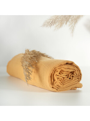 Muselina multifunctionala din bumbac 100% organic, ONINO HUG.me, Honey Gold, x1 bucata, 120 x 120 cm, certificata GOTS