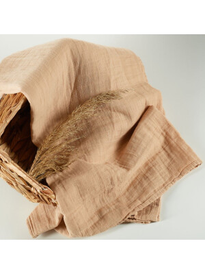 Muselina multifunctionala din bumbac 100% organic, ONINO HUG.me, Oatmeal Beige, x1 bucata, 120 x 120 cm, certificata GOTS