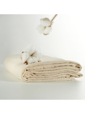 Muselina multifunctionala din bumbac 100% organic, ONINO HUG.me, Creamy Vanilla, x1 bucata, 120 x 120 cm, certificata GOTS