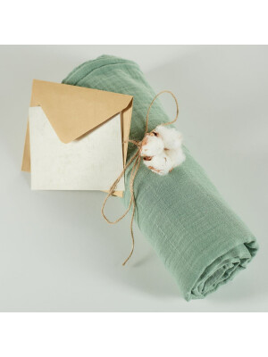  Muselina multifunctionala din bumbac 100% organic, ONINO HUG.me, Serene Green, x1 bucata, 120 x 120 cm, certificata GOTS