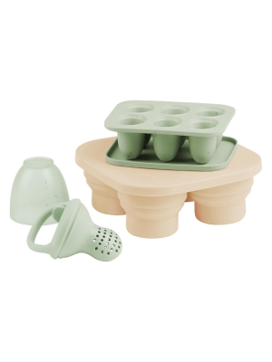 Set recipiente Babymoov din silicon si feeder pentru bebelusi
