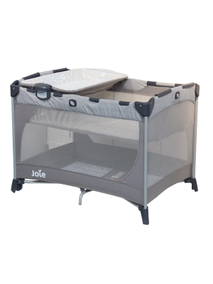 Patut pliant Joie Commuter Change Gray Stripes, cu cosulet detasabil inclus