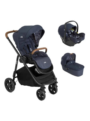 Carucior pentru copii multifunctional 3 in 1 Joie Versatrax E Navy Blazer (Carucior Versatrax E + Landou Ramble + scoica i-Snug)