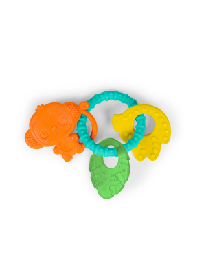 Set 3 Jucarii de Dentitie Texturate Bright Starts Tropical Chews - Maimutica, Frunza, Banana