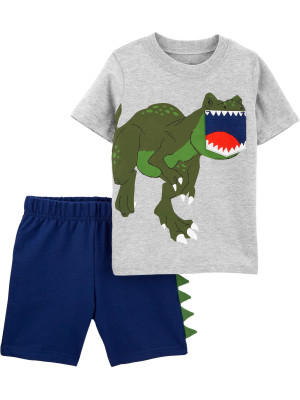Carter's Set 2 Piese tricou si pantaloni scurti Dinozaur 