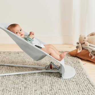 Balansoar din mesh pentru copii Baby Bjorn Balance Soft, Silver/ White