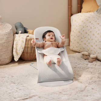 Balansoar din mesh pentru copii Baby Bjorn Balance Soft, Silver/ White