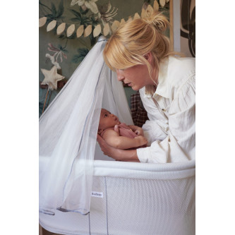 Patut pliabil co-sleeper din mesh pentru bebe BabyBjorn, Alb